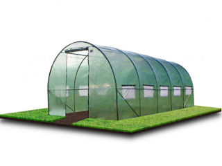 Sera 8x3x2 m,tip tunel, pentru gradina, folie cu protectie UV4, ferestre, verde - Electron.md