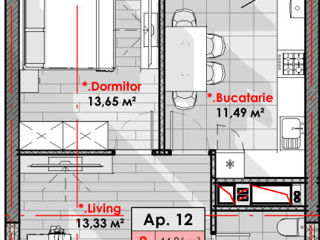 Apartament cu 1 cameră, 44 m², Râșcani, Chișinău foto 2