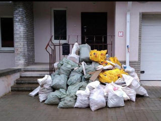 Evacuare mobila veche saci cu gunoi din urma reparației Hamali