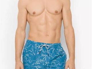 Michael Kors Men's Palm Print Swim Trunks Rhone Blue Logo Size XL New