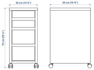 Comodă pentru oficiu cu 4 sertare IKEA (Negru-maro) foto 4
