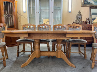Masa ovala cu 6 scaune,din lemn, Стол овальный с 6 стульями, деревянный, foto 2