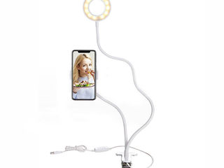 Suport flexibil pentru telefon cu inel LED / Гибкий держатель для телефона со световым кольцом foto 1