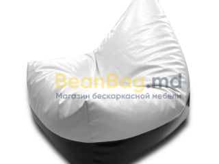 BeanBag Piramida XL din Ecopiele culoare alba foto 5