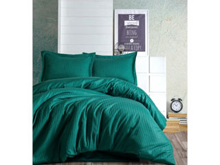 Lenjerie pentru pat dublu, 4 Piese, Bumbac 100% Satin, Cottonbox, model Elegant Stripe foto 2