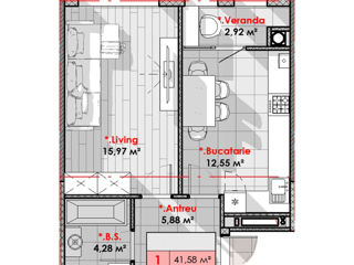 Apartament cu 1 cameră, 42 m², Telecentru, Chișinău foto 2