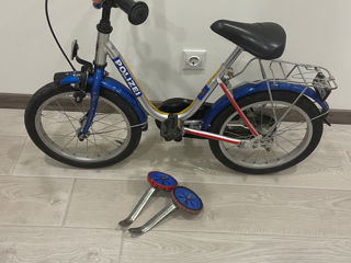 Детский велосипед, колеса на 16, с боковыми колесиками в комплекте