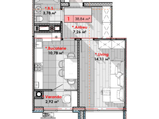 Apartament cu 1 cameră, 41 m², Centru, Chișinău foto 8