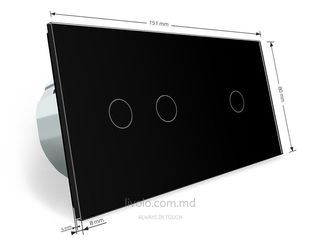 Блок сенсорных выключателей Ливоло: одноклавишный + двухклавишный, стекло черное foto 5