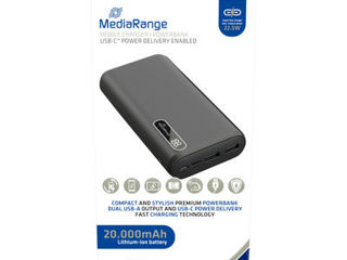 MediaRange Powerbank 20 000 мАч с ЖК-дисплеем,2x USB-A и 1x USB-C, поддержка USB-C Quick Charge foto 1