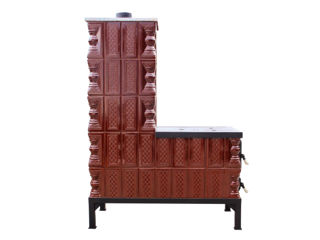Soba mobilă cu plita mijlocie 5 randuri teracota maro alimentare pe lung, cuptor dreapta foto 9