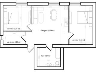 Euroreparație 2 dormitoare + salon + graderobă 71,9 m2 foto 10