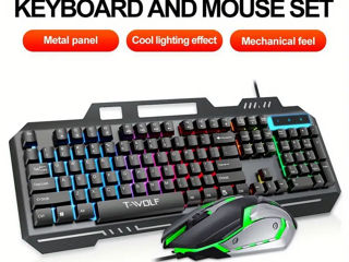 Клавиатуры и мыши T-wolf Thunderwolf TF600 Gaming с подсветкой - черный англиская версия foto 1