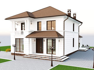 Casă de locuit individuală cu 2 niveluri/stil clasic/180m2/construcție/arhitectură/inginerie/3D foto 4