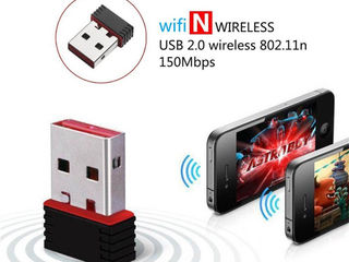 50 Лей - 150M WIFI USB wireless network LAN Adapter Card 802.11n MiniUSB foto 5