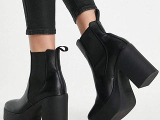 Lamoda Picknmix chunky platform heel ankle boots in black foto 4