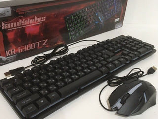 Проводная игровая клавиатура с мышкой с яркой RGB LED подсветкой USB KR-6300TZ foto 4