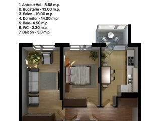 Apartament cu 2 camere, 62 m², Centru, Criuleni foto 2