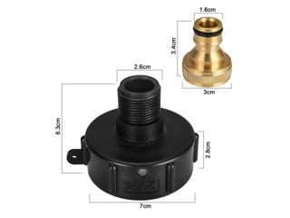 Adaptor pentru butoaie IBC (EuroCub) de 1000 litri, pas rar 60 mm, filet exterior 15/20mm foto 10