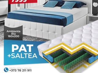 Pat Ambianta Rio 1.6 m Alb + Saltea Salt Confort Clasic 160x200 foto 2