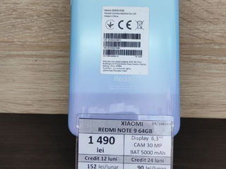 Xiaomi Redmi Note 9 64GB , 1490 lei
