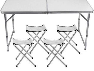 Set camping masă reglabilă și 4 scaune 120x60 cm / Набор алюминиевый стол 60x120см + 4 стула