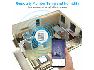 Wi-Fi Senzor temperatura/umiditate smart, afisaj LCD Tuya/SmartLife foto 3