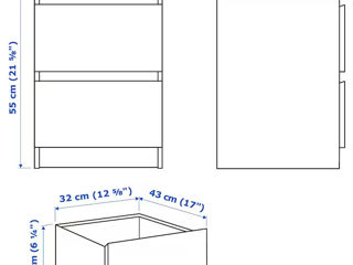 Noptieră Ikea cu 2 sertare 40x55 - Livrare în toată Moldova! Credit 0% foto 5