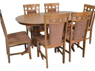 Set Evelin HV-24V burnish + 6 scaune DEPPA R (burnish, F-789 brown) disponibil in rate foto 1