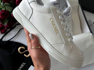 Chanel Low Top White Sneakers