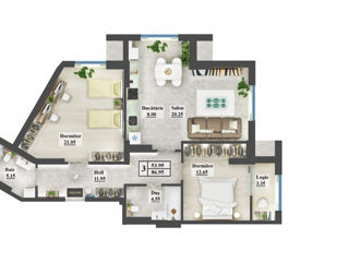 Apartament cu 2 camere, 67 m², Centru, Hîncești foto 6