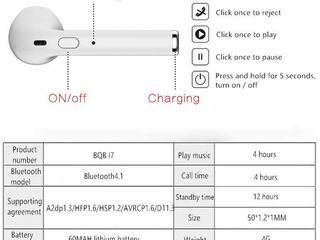 Наушники hands-free Earpod I9 tws & kebidu foto 5