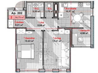 Apartament cu 2 camere, 57 m², Telecentru, Chișinău foto 3