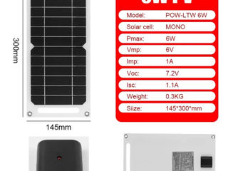 Портативная USB Гибкая солнечная мини-панель,Solar Panel Flexible POW-LTW 6W 6V Charging Port USB 5V foto 4