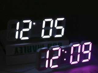 Часы-Мультиколор 10 режимов-Хамелеон=3D=LED с пультом. Показывают температуру в комнате. foto 10