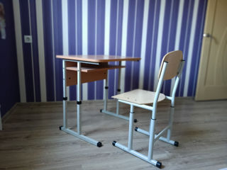 Парта и стул - Set mobilier scolar individual (scaun + banca) foto 2