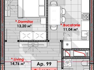 Apartament cu 1 cameră, 46 m², Râșcani, Chișinău foto 2