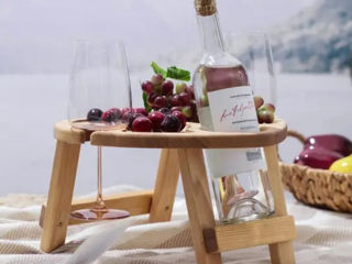 Деревянный винный столик 35х35х17см foto 5
