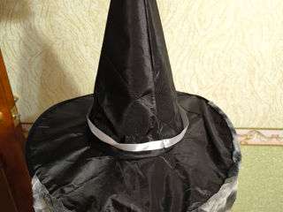 Rochie neagră de Bal,Halloween,Teatru, piese scene, cu mîneci gri argintiu, m-XL, cu pălărie neagră! foto 7