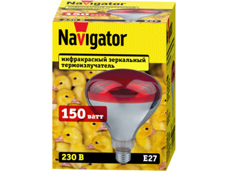 Lampă cu infraroșu pentru încălzirea păsărilor și animalelor NAVIGATOR, reflector R125, 150 W, E27 L foto 2