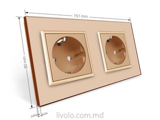 Розетка электрическая двойная Livolo, 220V, золотая foto 6