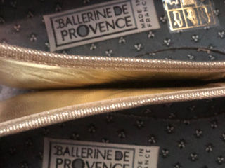 Balerini aurii din piele naturala, fabricati in Franta. Marimea 38. Stare impecabila foto 6