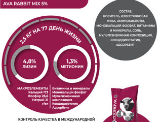 Premix pentru iepuri din ziua a 20-a si iepuri mama AVA Rabbit MIX 5% foto 1