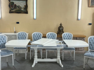 Masa alba cu 8 scaune,produs din lemn, Белый стол с 8 стульями, деревянное изделие, foto 6