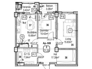 Apartament cu 2 camere, 72 m², Râșcani, Chișinău