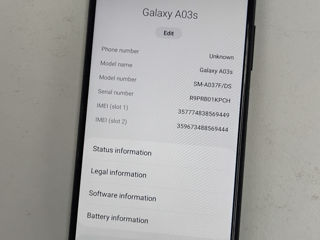 Samsung A03s 3/32 telefonul 10/10 incarcotor tot esti. foto 3