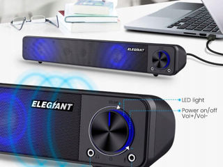 Elegiant SR200, 6W, Mini Soundbar PC,Gradient Lights, Black. Новый. foto 2