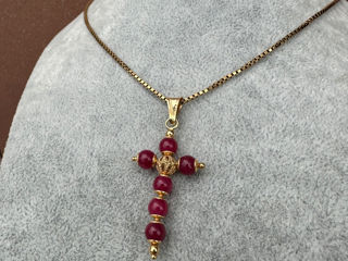Cruce exclusiva rubin + lanț , эксклюзивный крест с рубинамй + цепочка