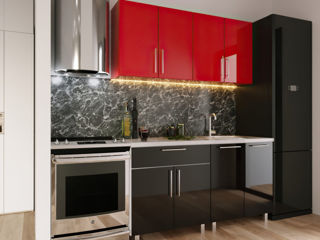 Set bucatarie PS Mini (High Gloss) 1.6 m Red/Black! foto 1