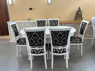 Masa alba cu 6 scaune,produs din lemn, Белый стол с 6 стульями, деревянное изделие, foto 9